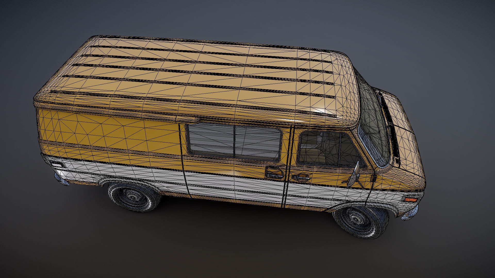 70s industrial van Low-poly 3D model_28