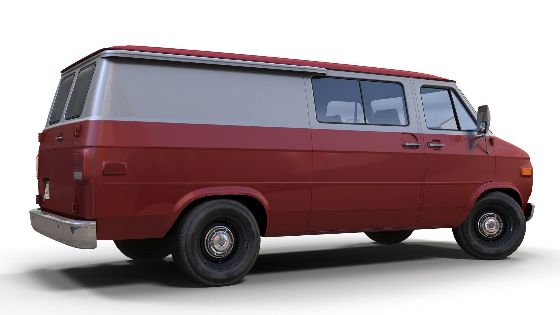 70s industrial van Low-poly 3D model_7