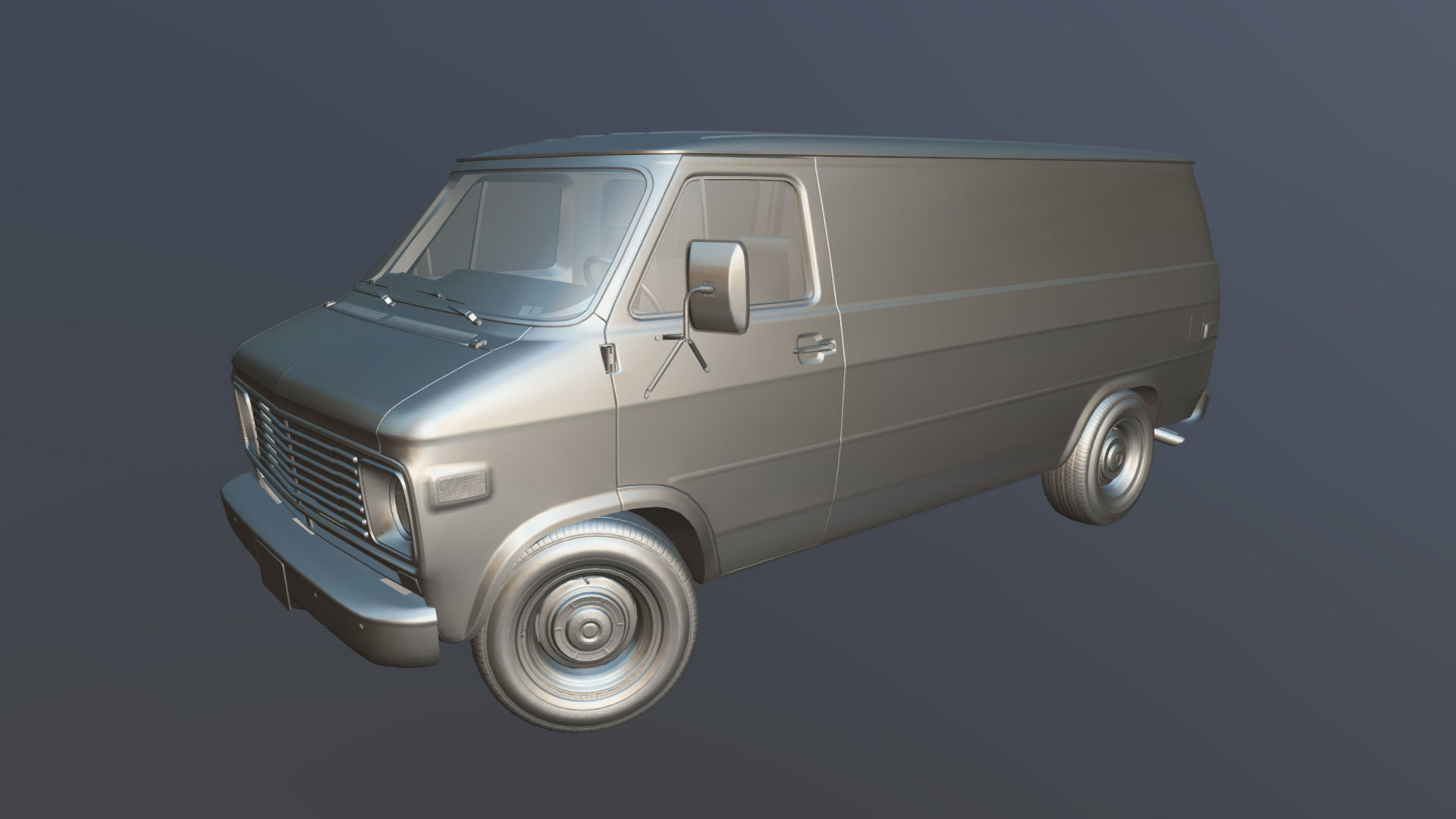 70s industrial van Low-poly 3D model_33