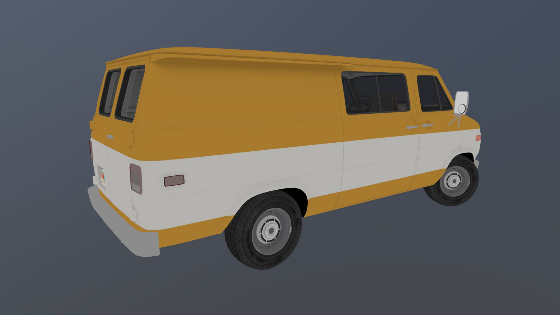 70s industrial van Low-poly 3D model_31