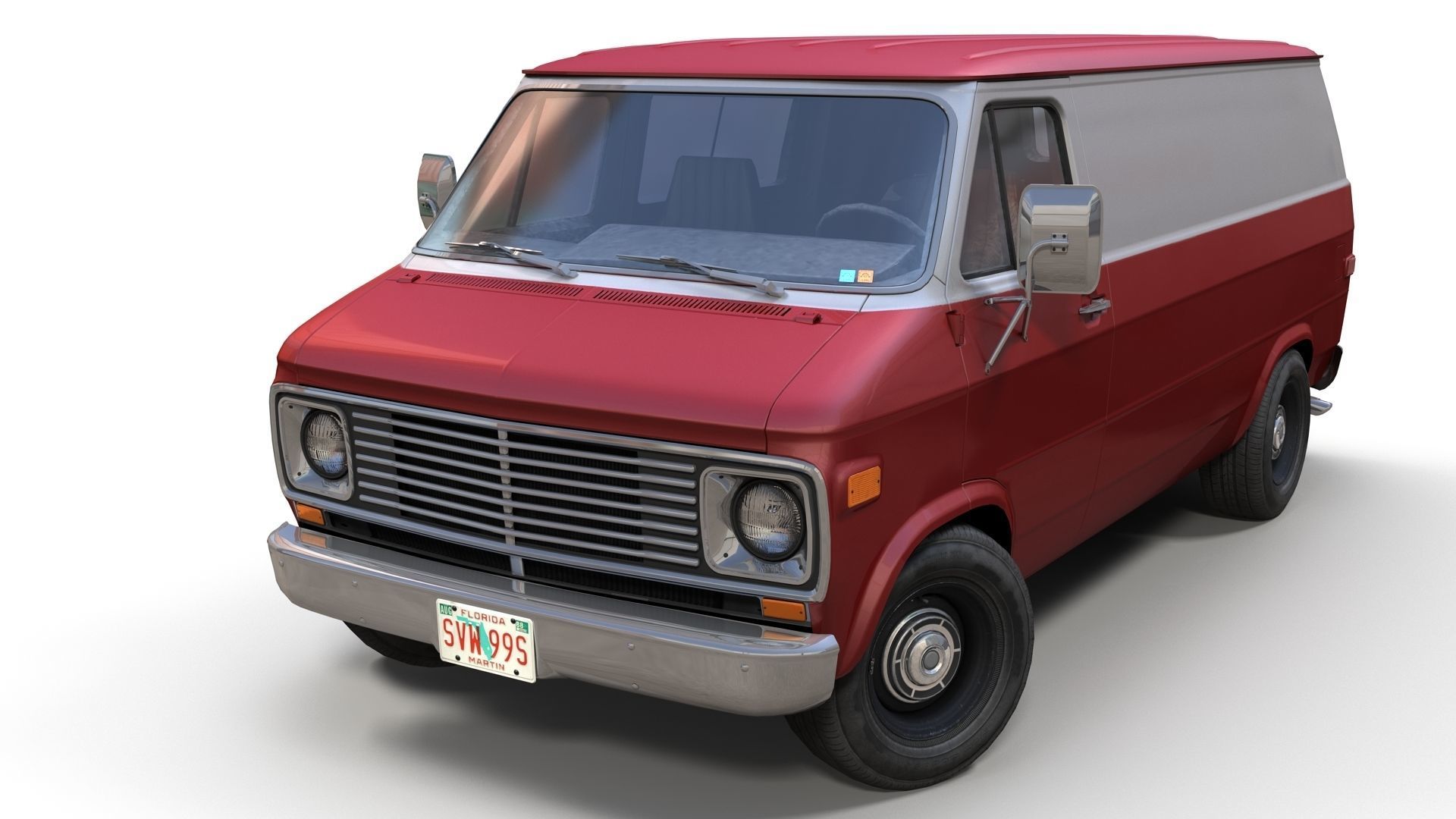 70s industrial van Low-poly 3D model_2