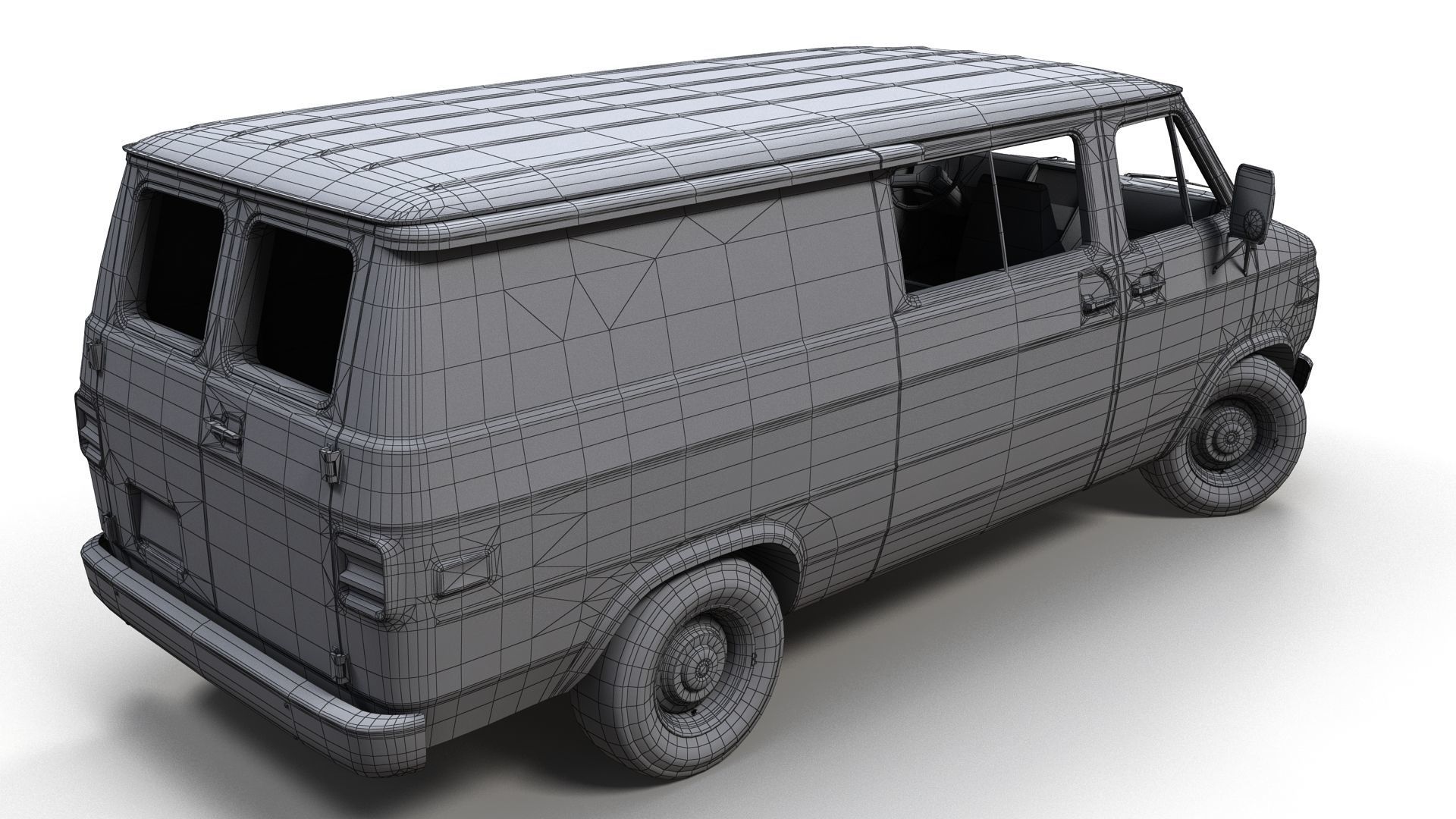 70s industrial van Low-poly 3D model_14