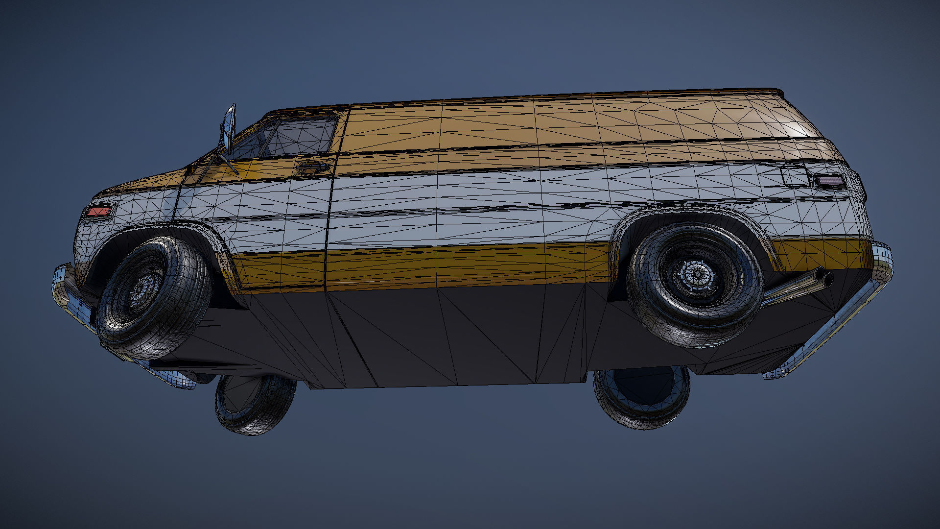 70s industrial van Low-poly 3D model_29