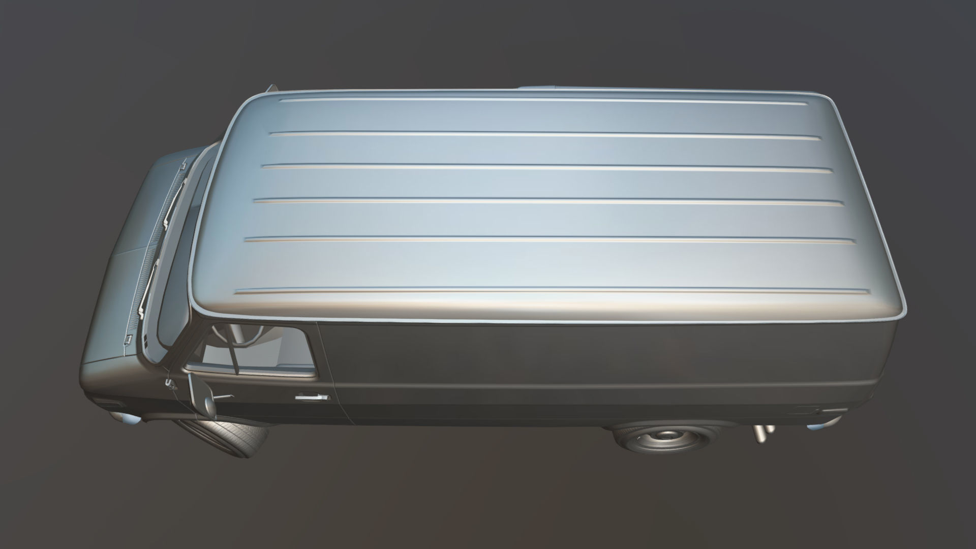 70s industrial van Low-poly 3D model_35
