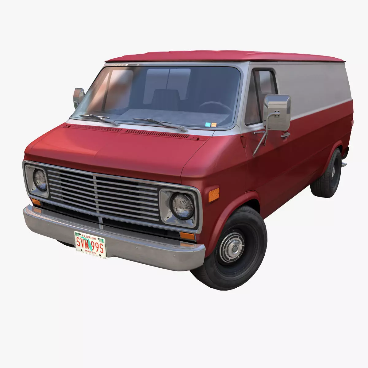70s industrial van Low-poly 3D model_0
