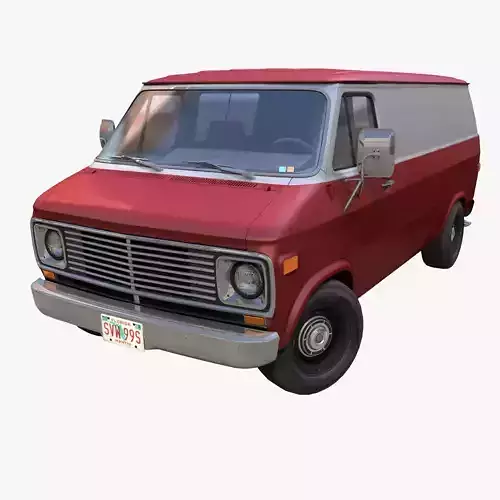 70s industrial van Low-poly 3D model