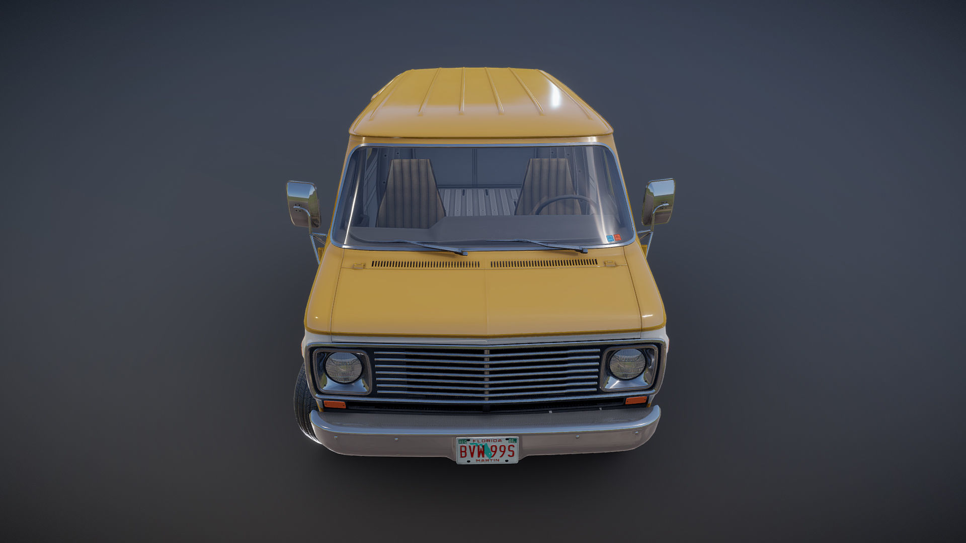 70s industrial van Low-poly 3D model_24