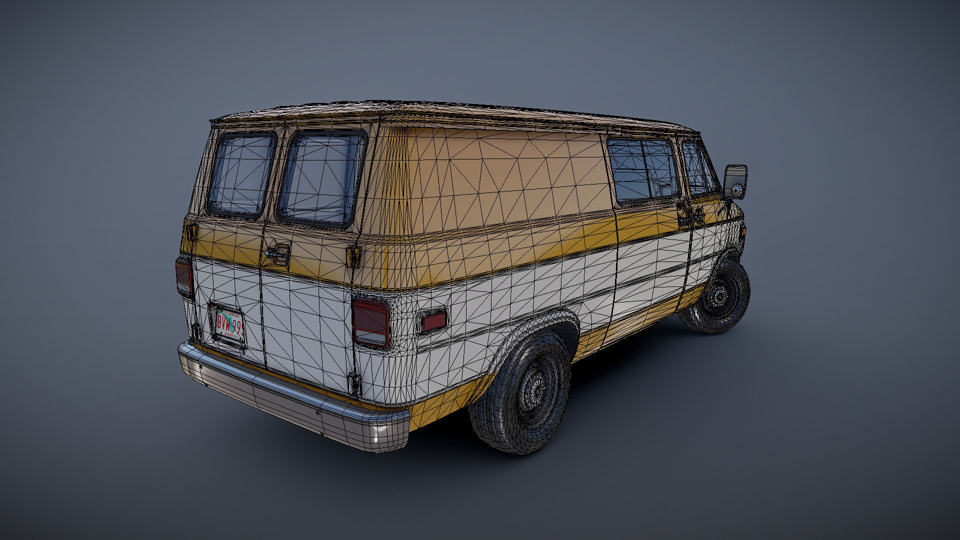 70s industrial van Low-poly 3D model_27