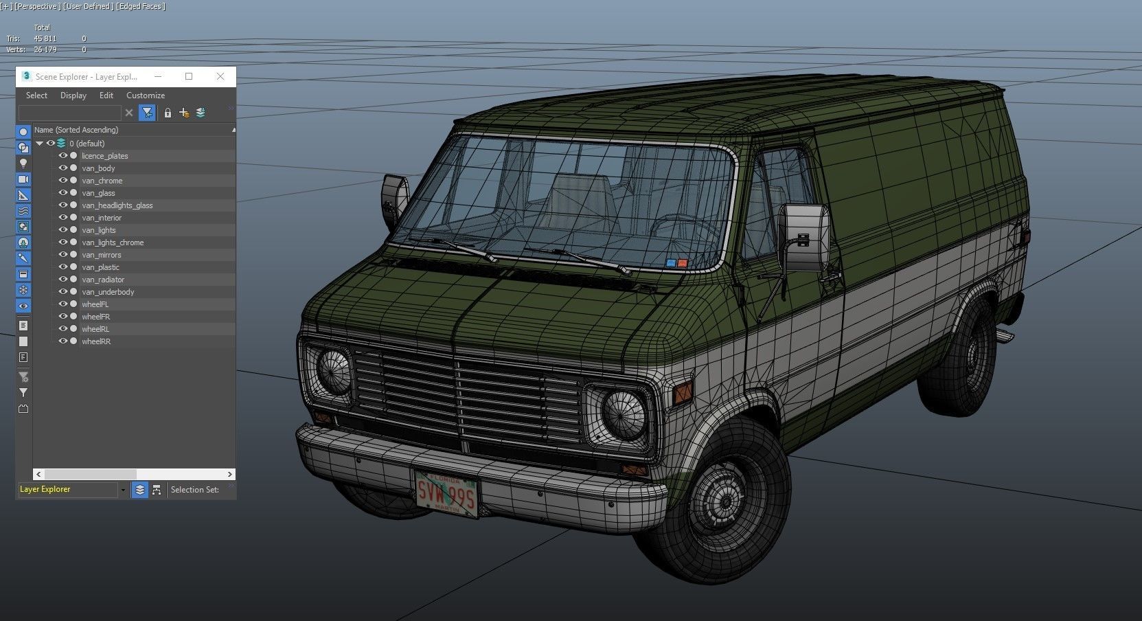 70s industrial van Low-poly 3D model_36