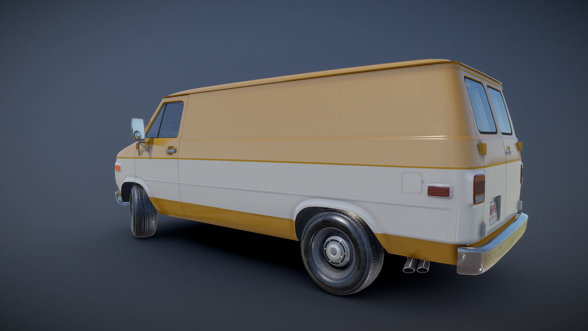 70s industrial van Low-poly 3D model_23