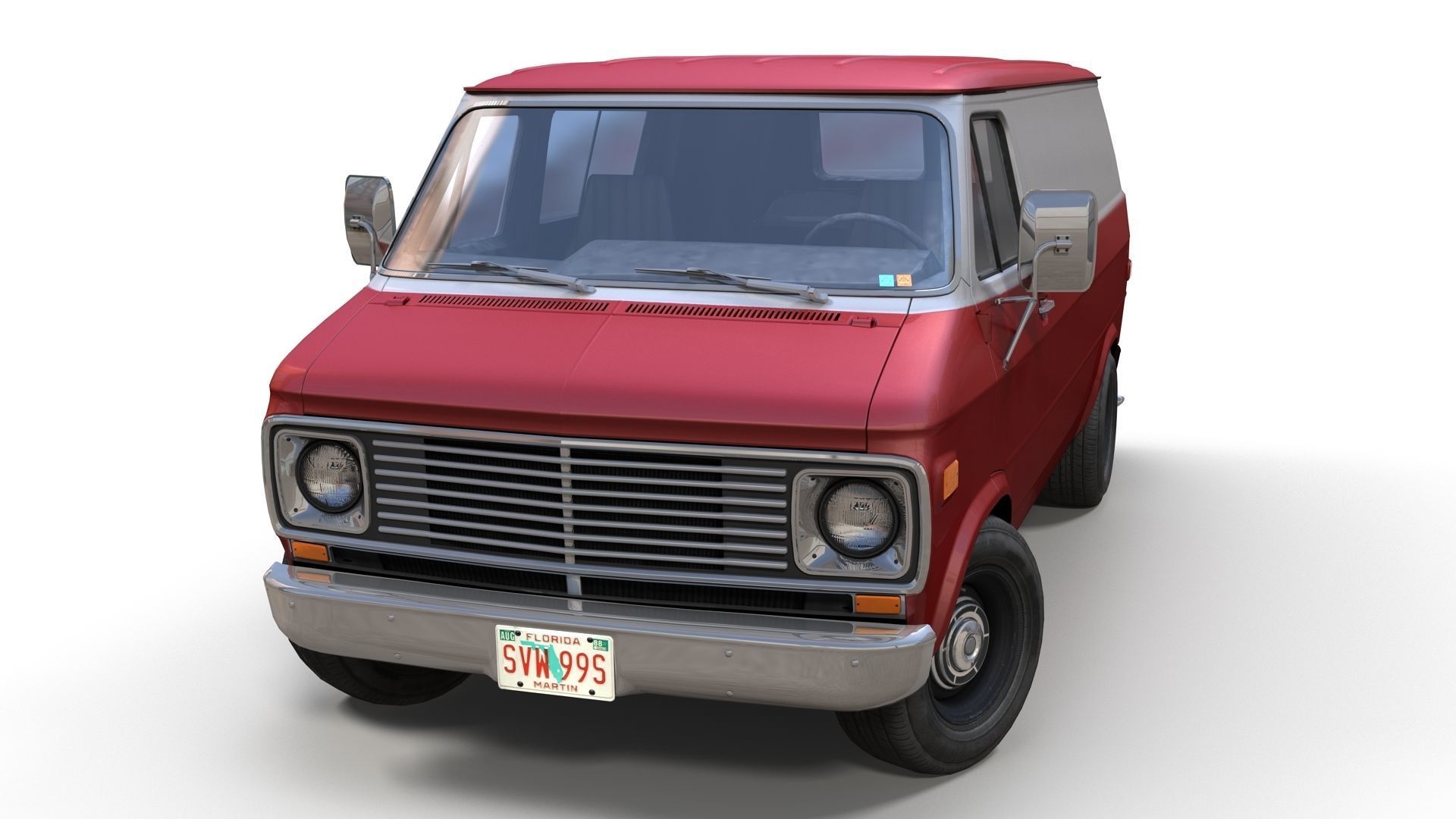 70s industrial van Low-poly 3D model_9