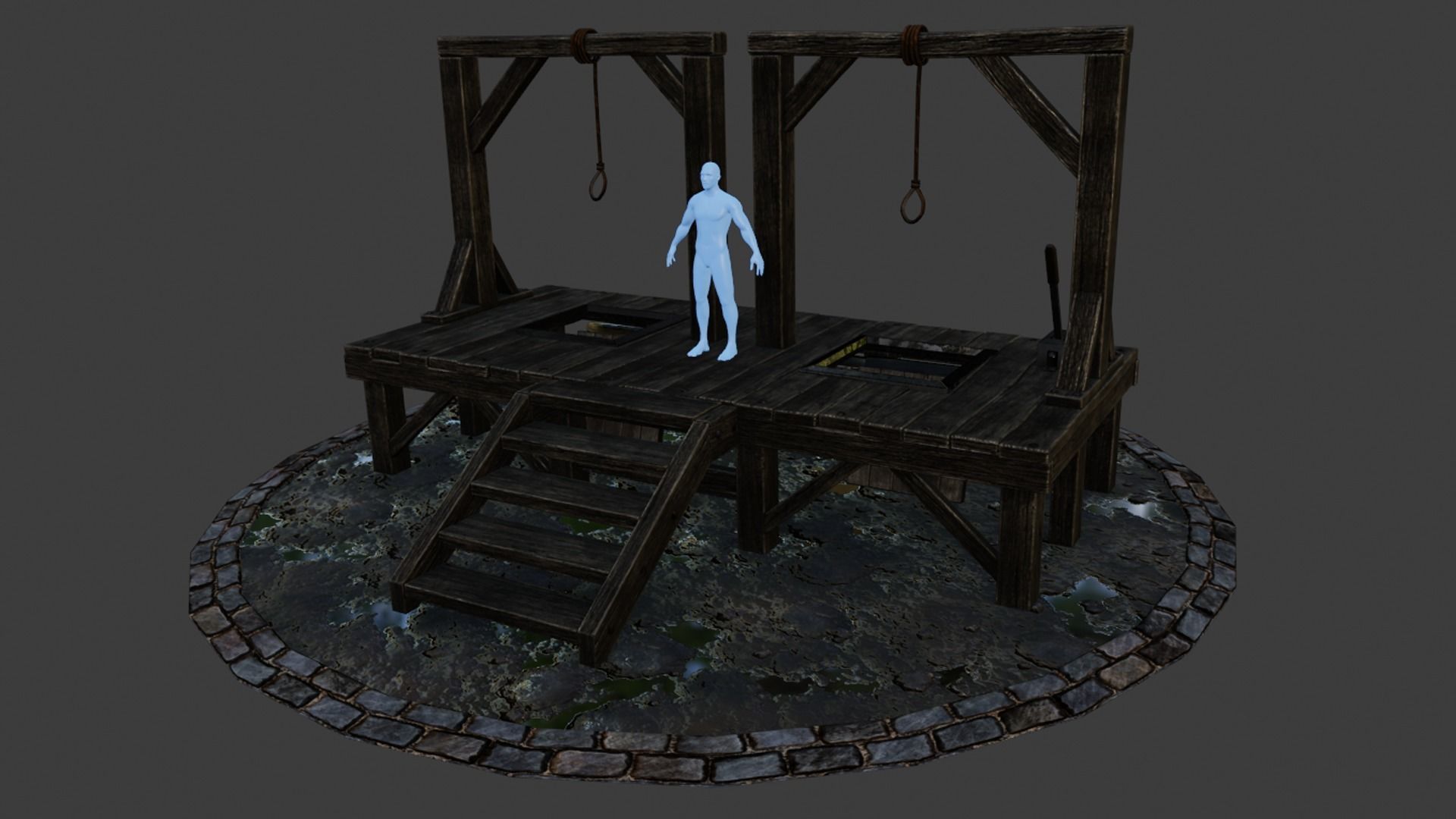 Medieval Gallows Model Unreal Engine and Game Ready Low-poly 3D model_9