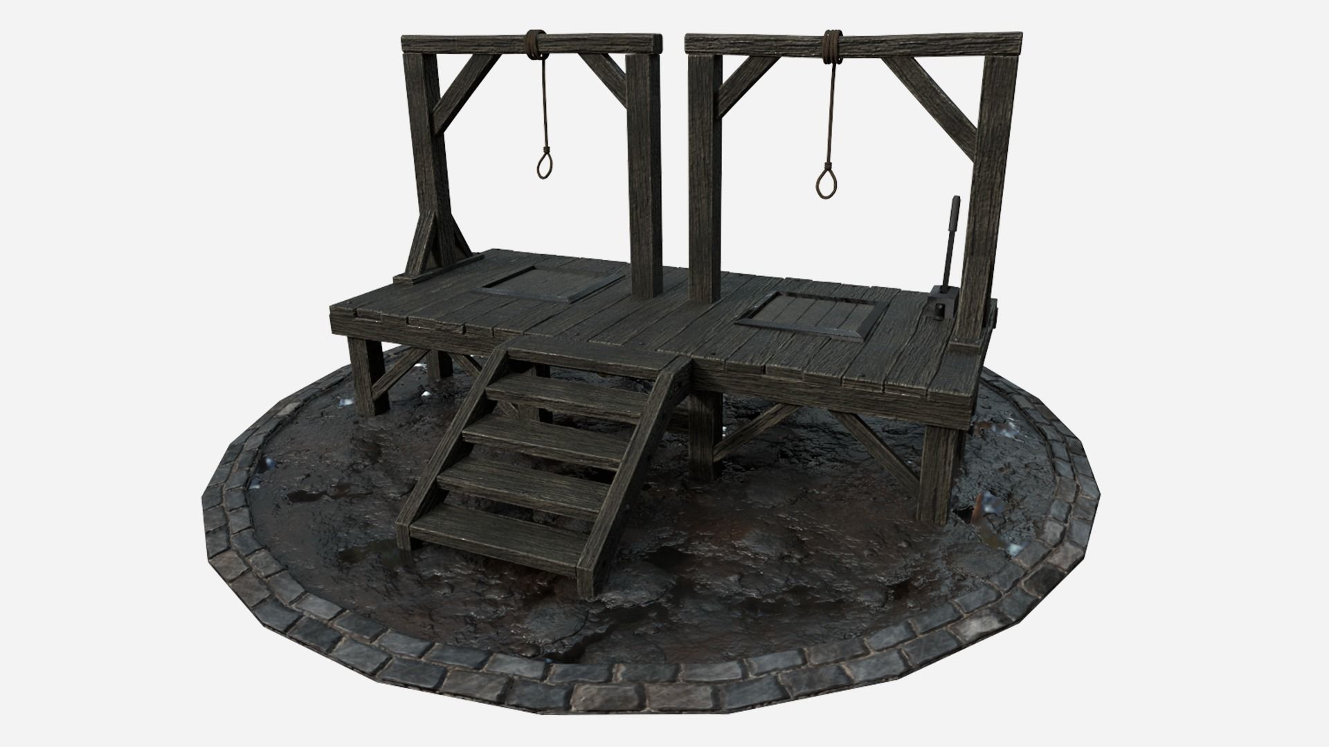 Medieval Gallows Model Unreal Engine and Game Ready Low-poly 3D model_13