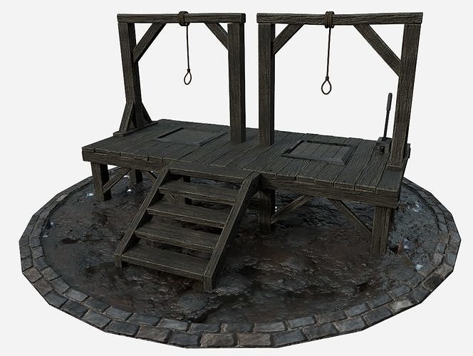 Medieval Gallows Model Unreal Engine and Game Ready Low-poly 3D model