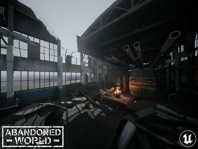 Modular Abandoned Depot for UE Low-poly 3D model