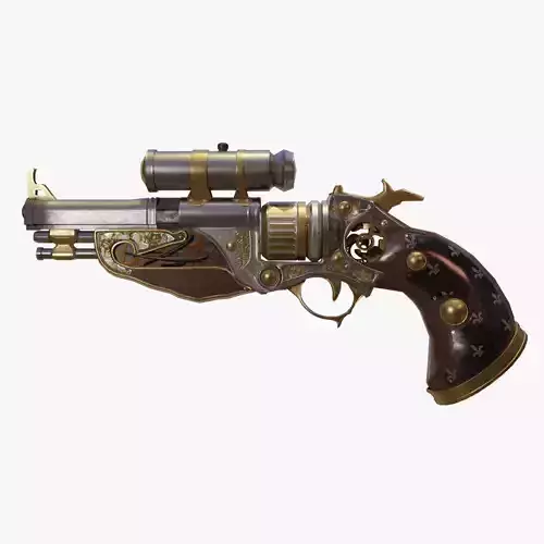 Low-poly Steampunk Revolver