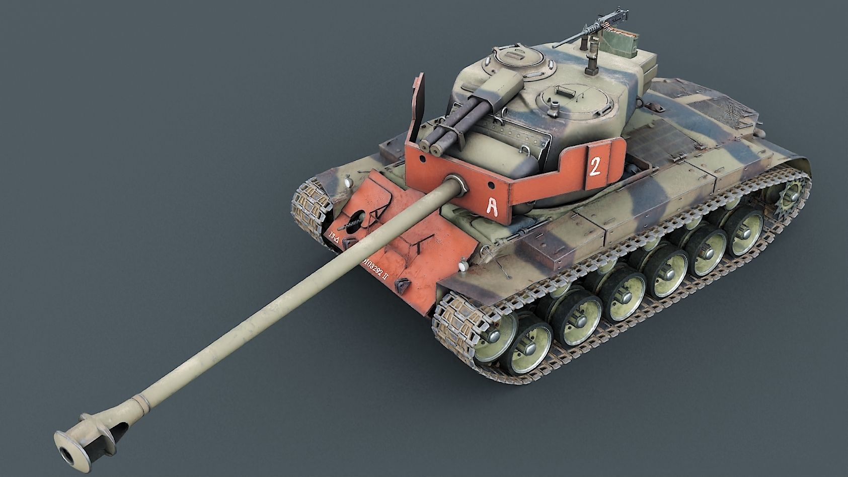 T26E1 Pershing Low-poly 3D model_3