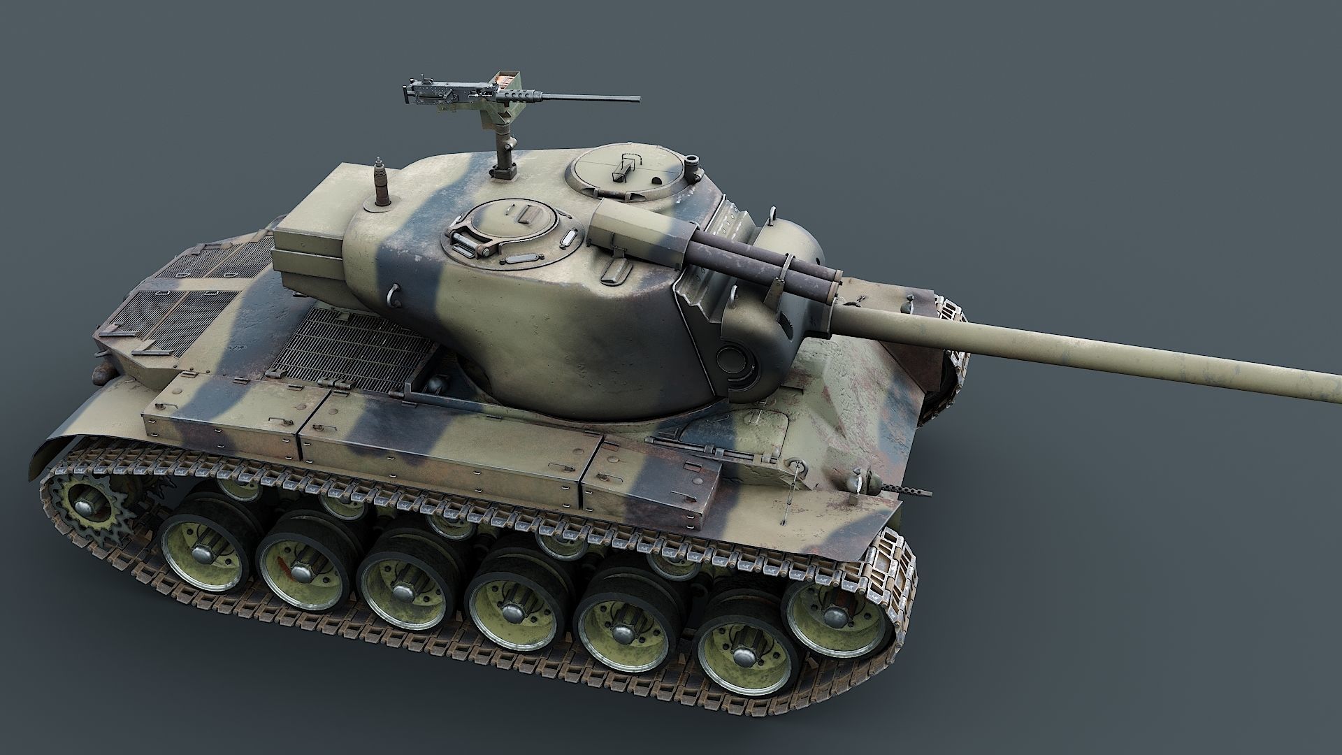 T26E1 Pershing Low-poly 3D model_19
