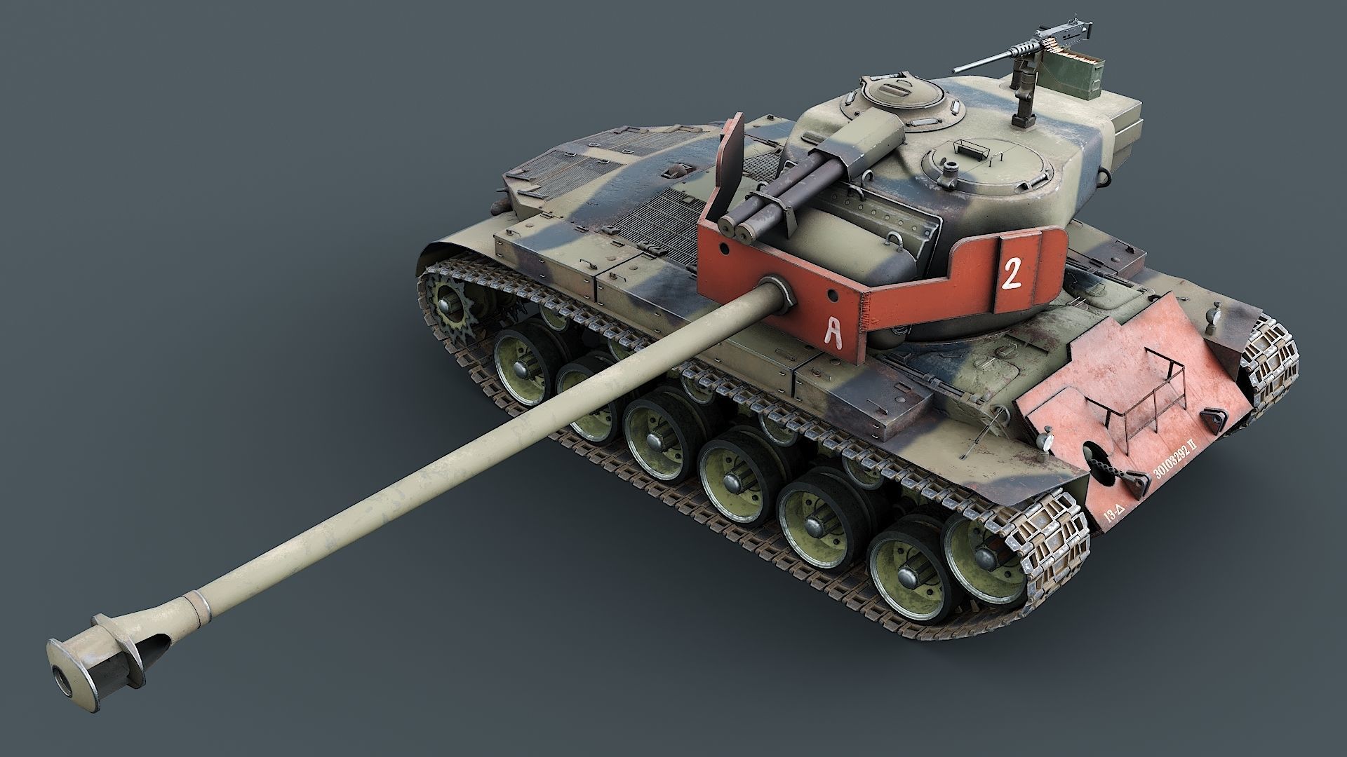 T26E1 Pershing Low-poly 3D model_4