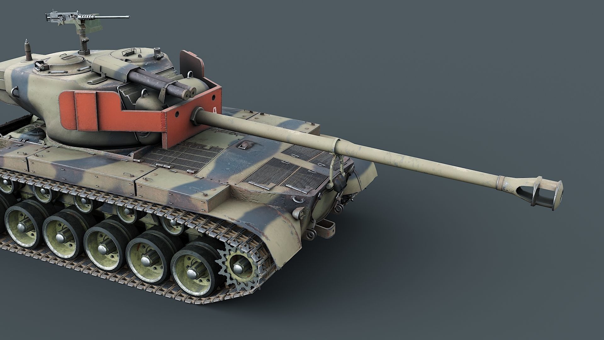 T26E1 Pershing Low-poly 3D model_17