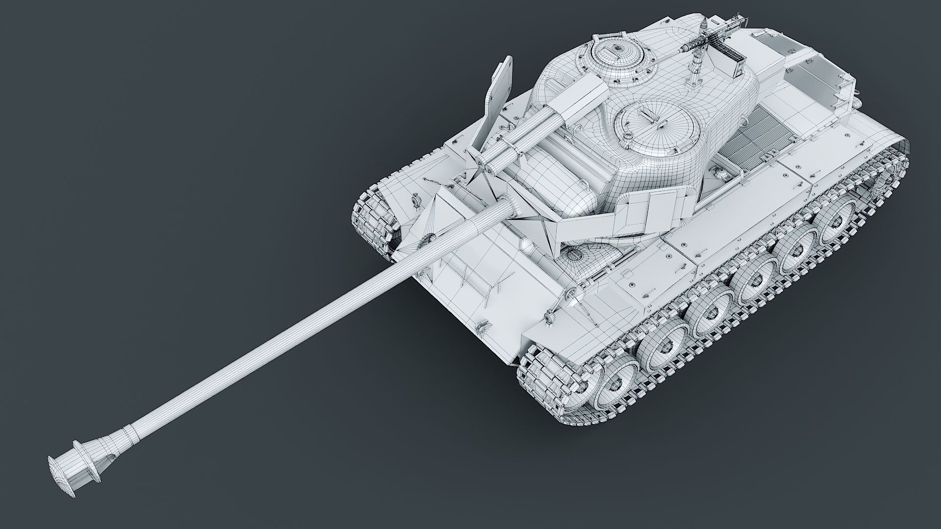 T26E1 Pershing Low-poly 3D model_29