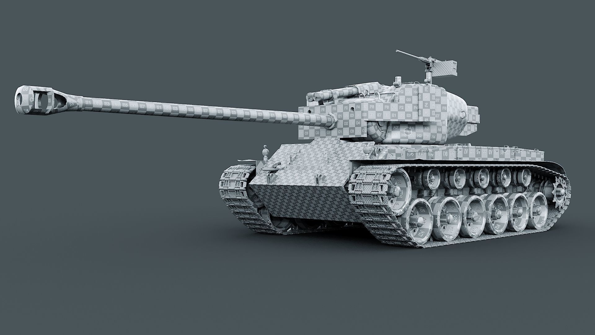 T26E1 Pershing Low-poly 3D model_31
