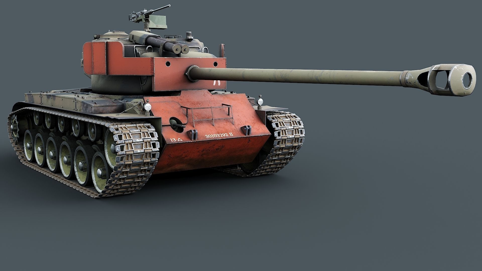 T26E1 Pershing Low-poly 3D model_9