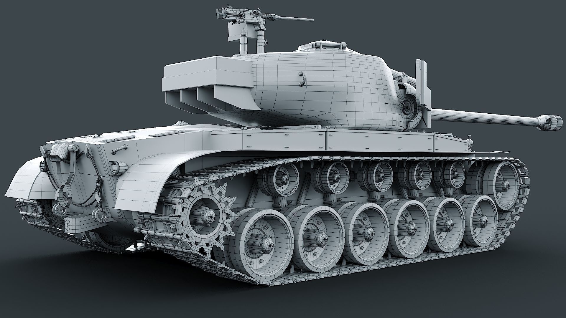 T26E1 Pershing Low-poly 3D model_26