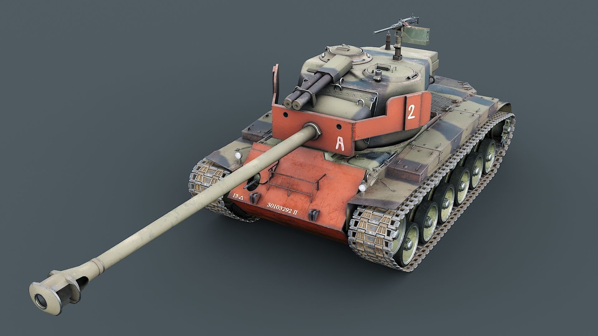 T26E1 Pershing Low-poly 3D model_21