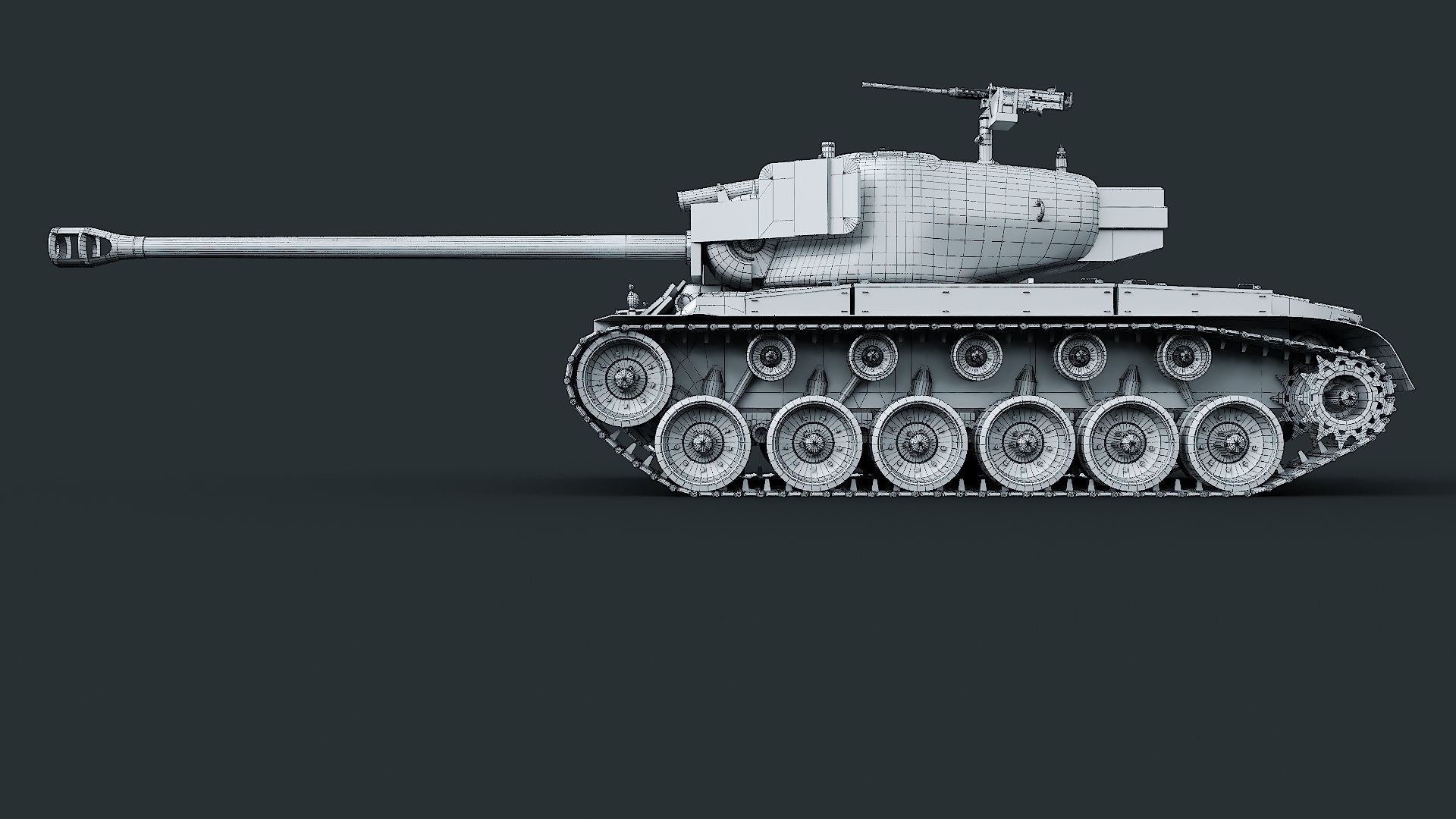 T26E1 Pershing Low-poly 3D model_24