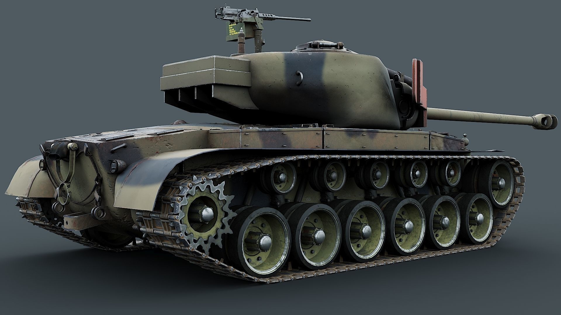 T26E1 Pershing Low-poly 3D model_7