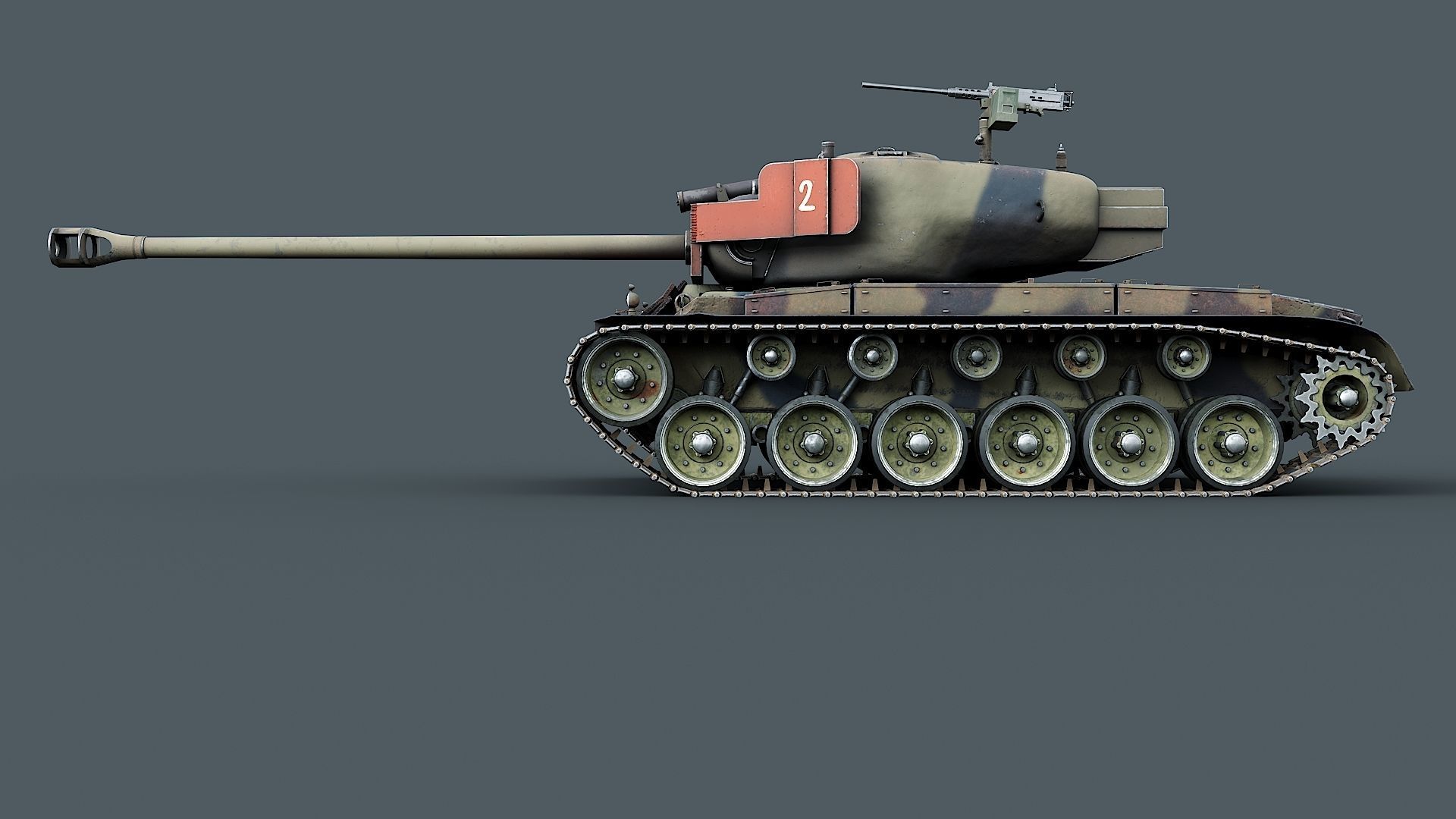 T26E1 Pershing Low-poly 3D model_5