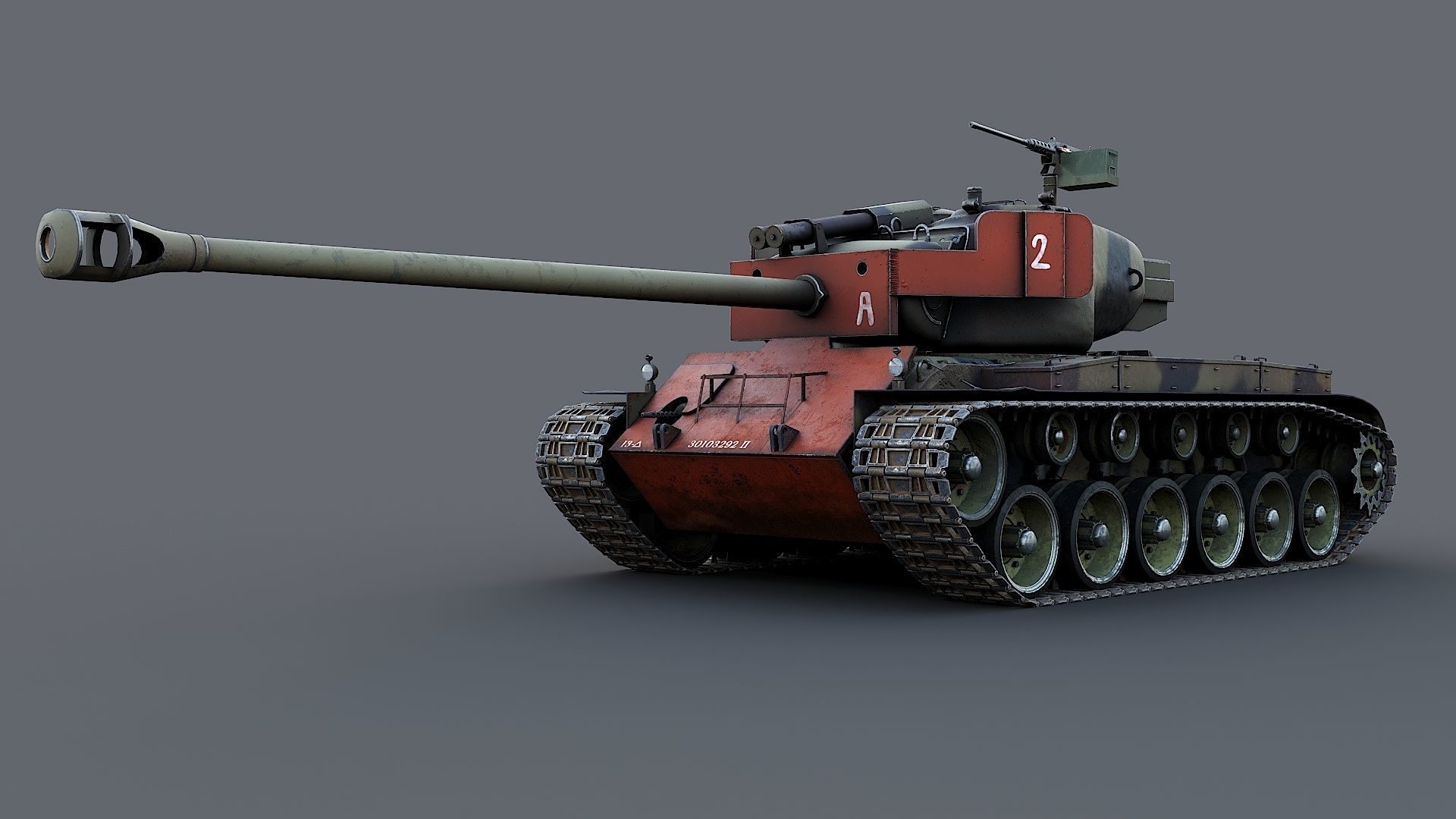 T26E1 Pershing Low-poly 3D model_10