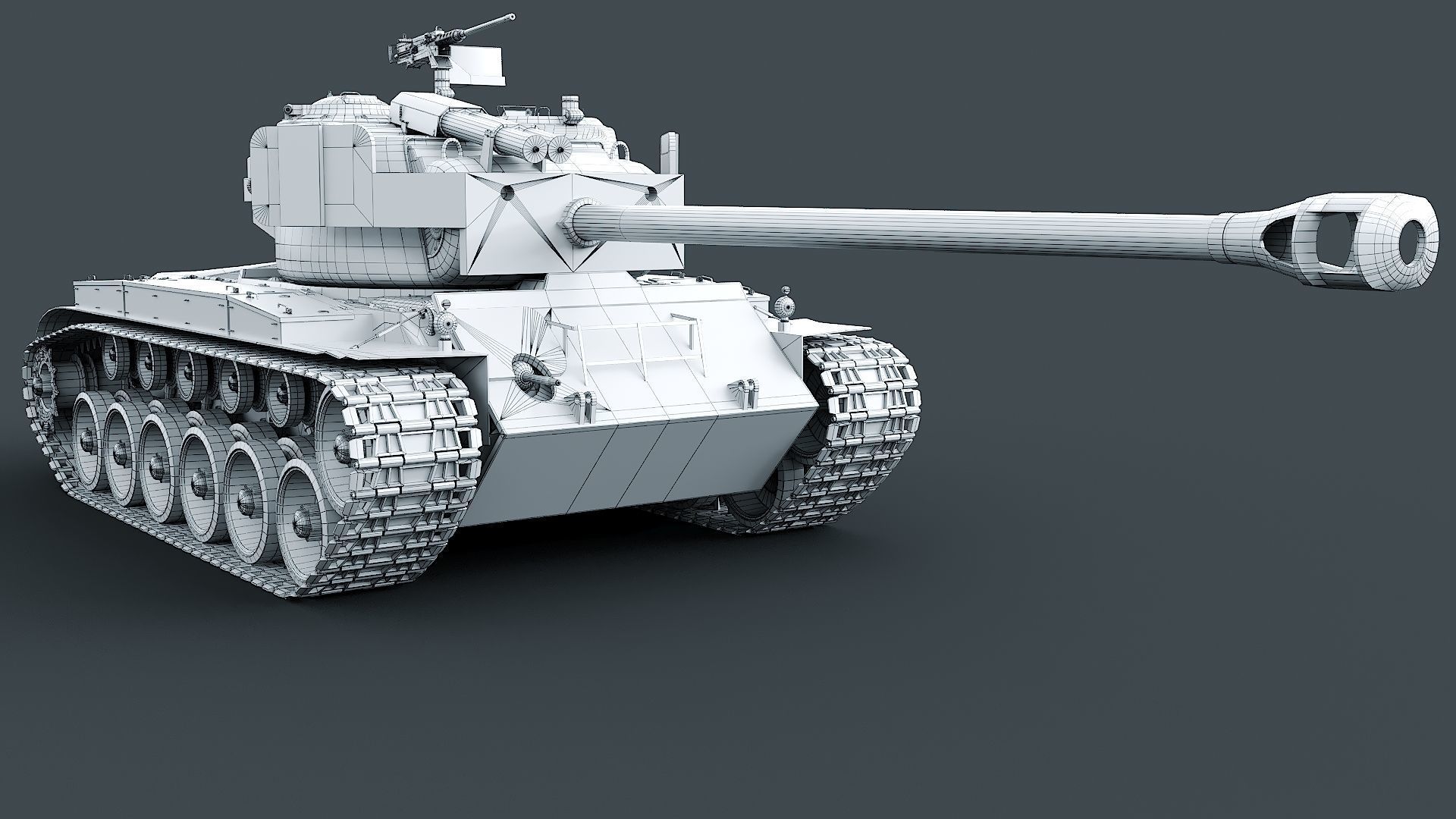 T26E1 Pershing Low-poly 3D model_28