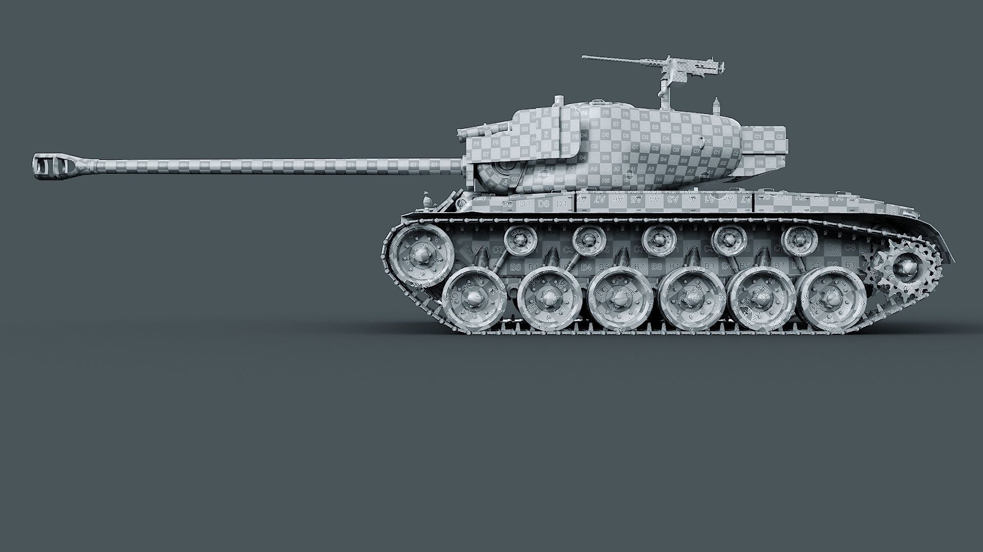 T26E1 Pershing Low-poly 3D model_32