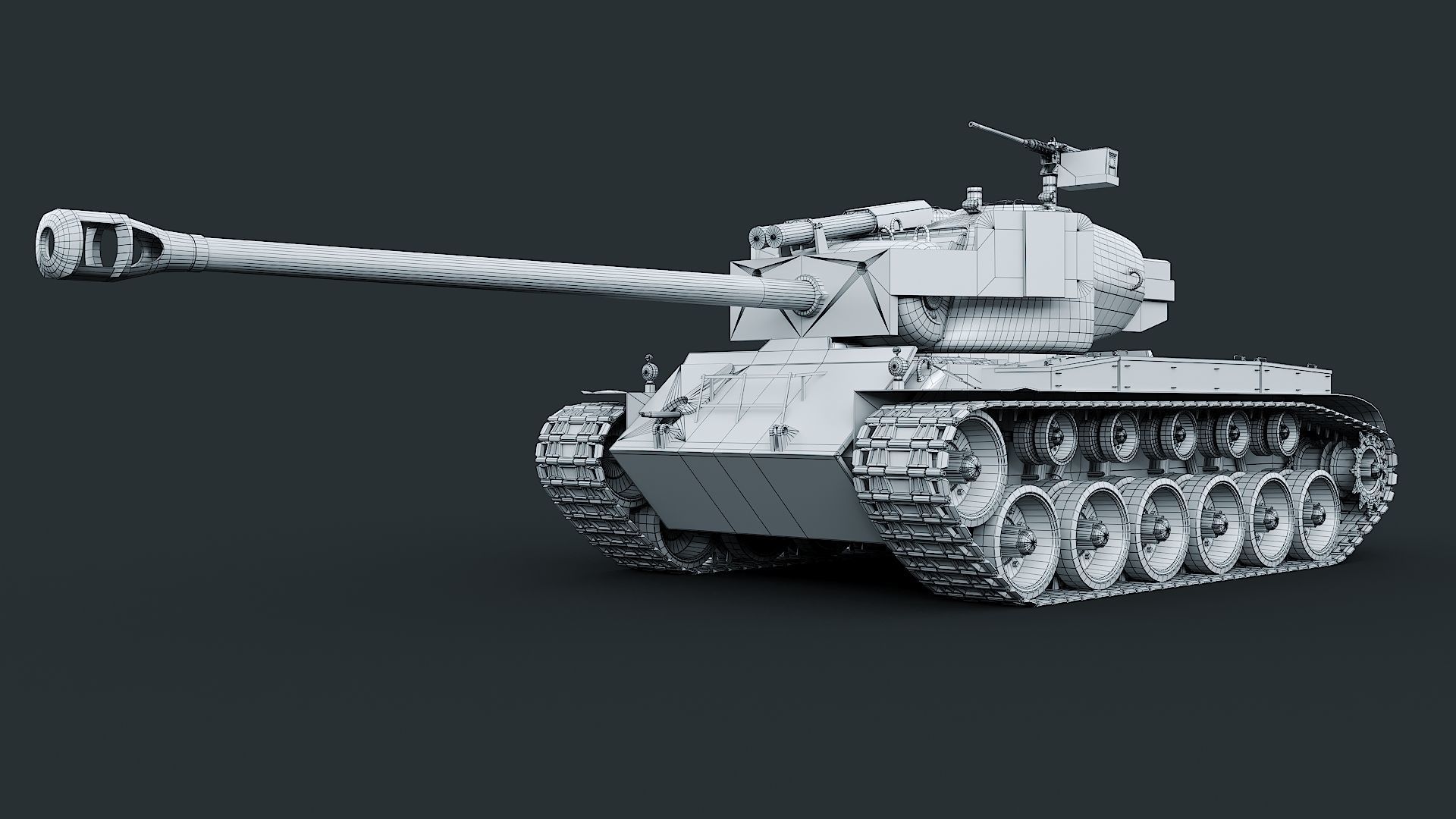 T26E1 Pershing Low-poly 3D model_23