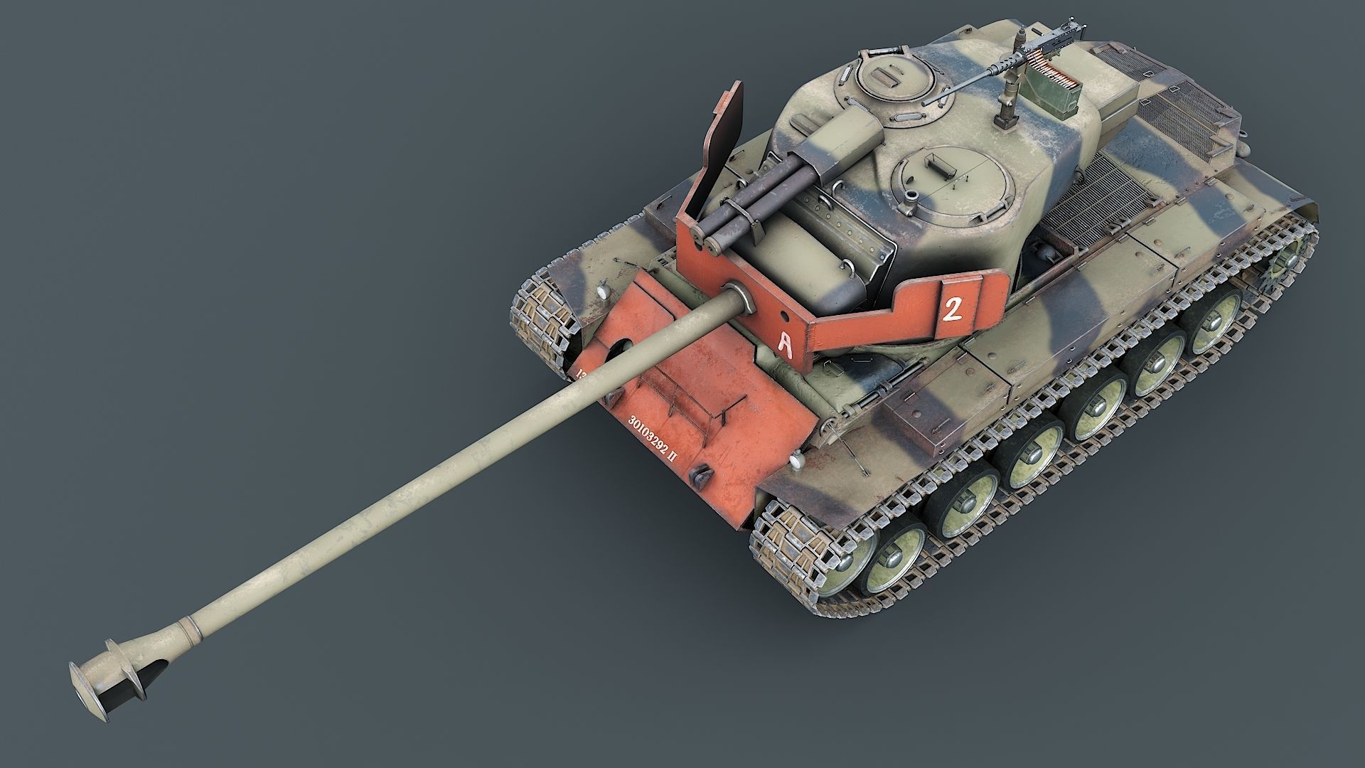 T26E1 Pershing Low-poly 3D model_13