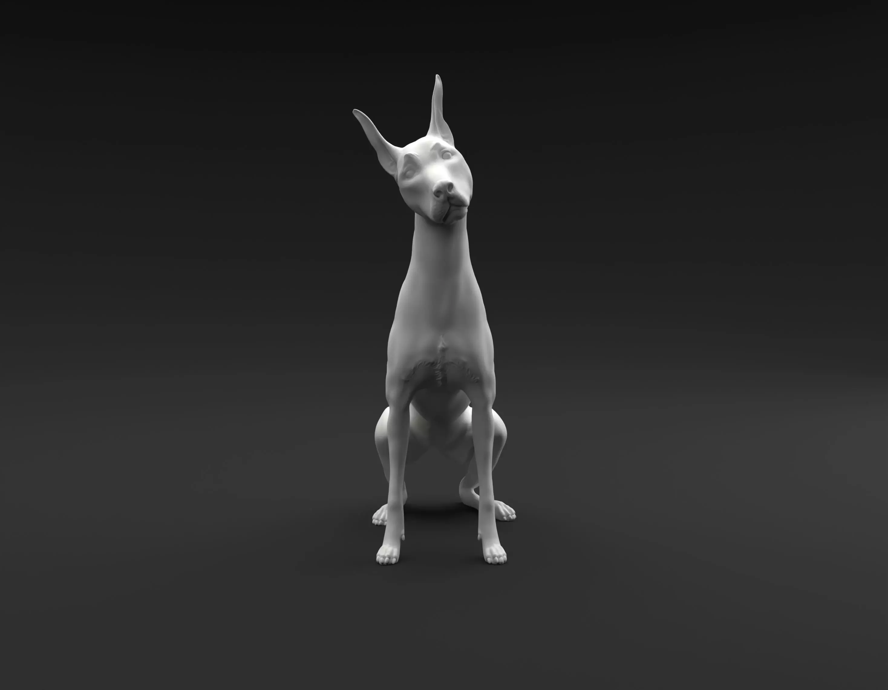 Doberman Pinscher sitting and tilting head for 3D printing 3D print model_0