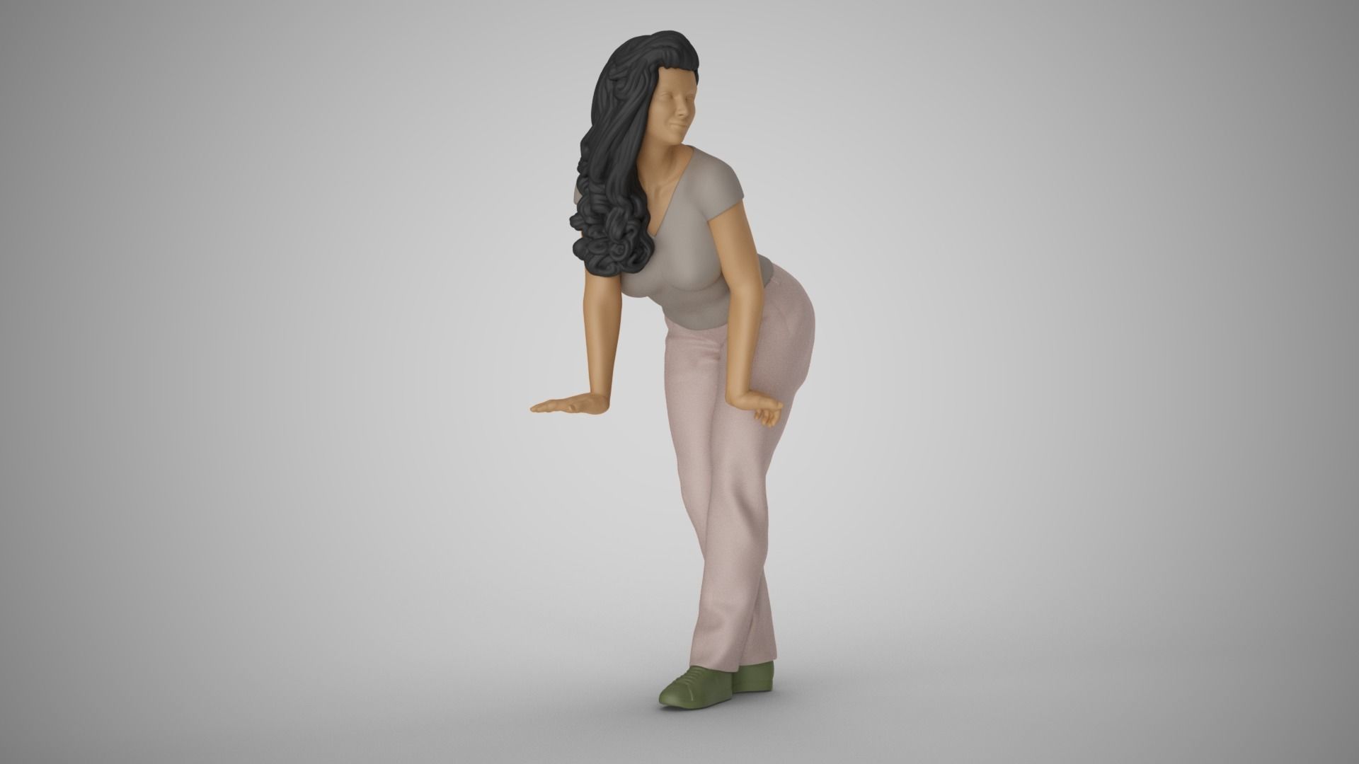 Woman Pushing Table 3D print model_4