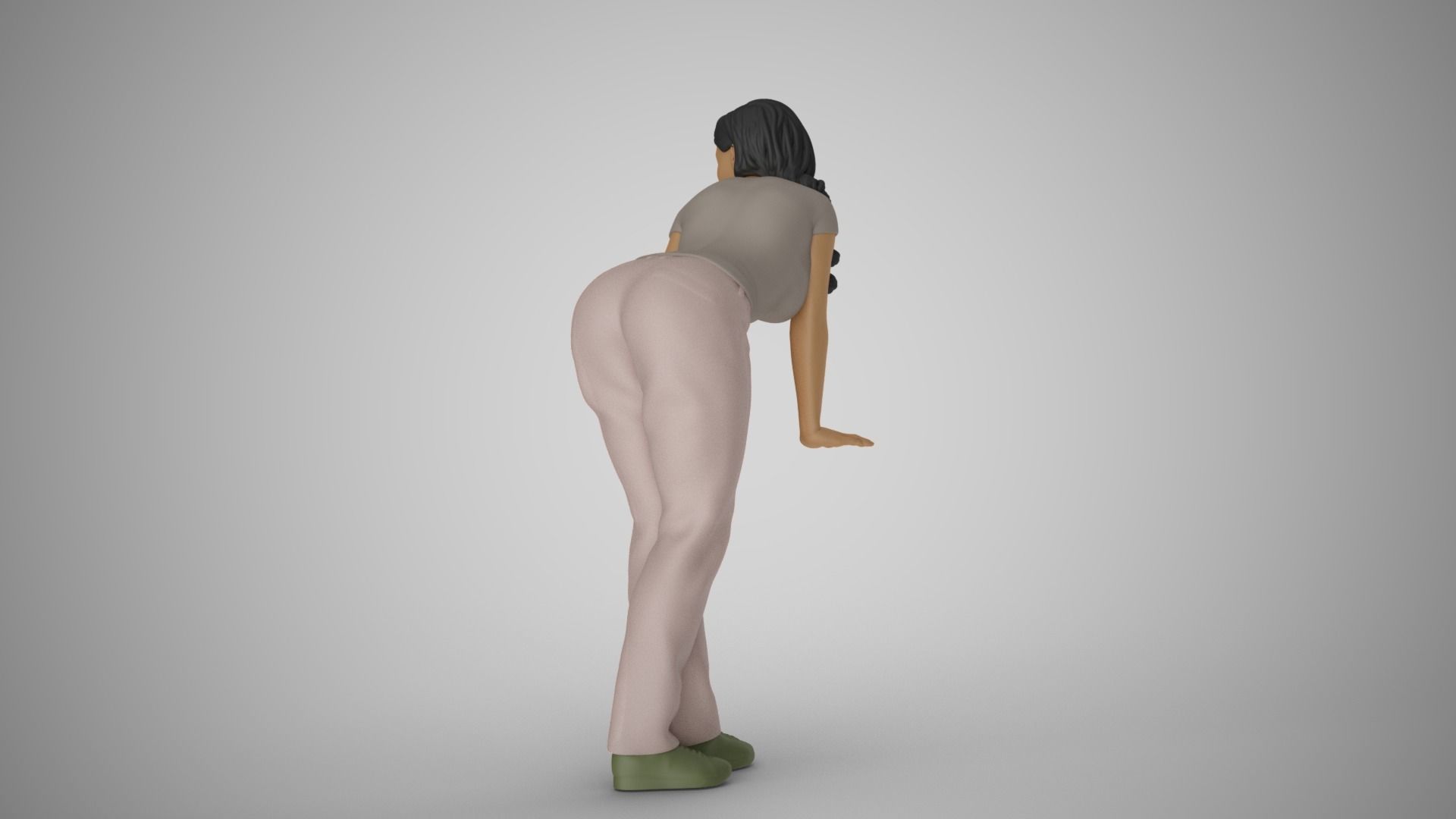 Woman Pushing Table 3D print model_8