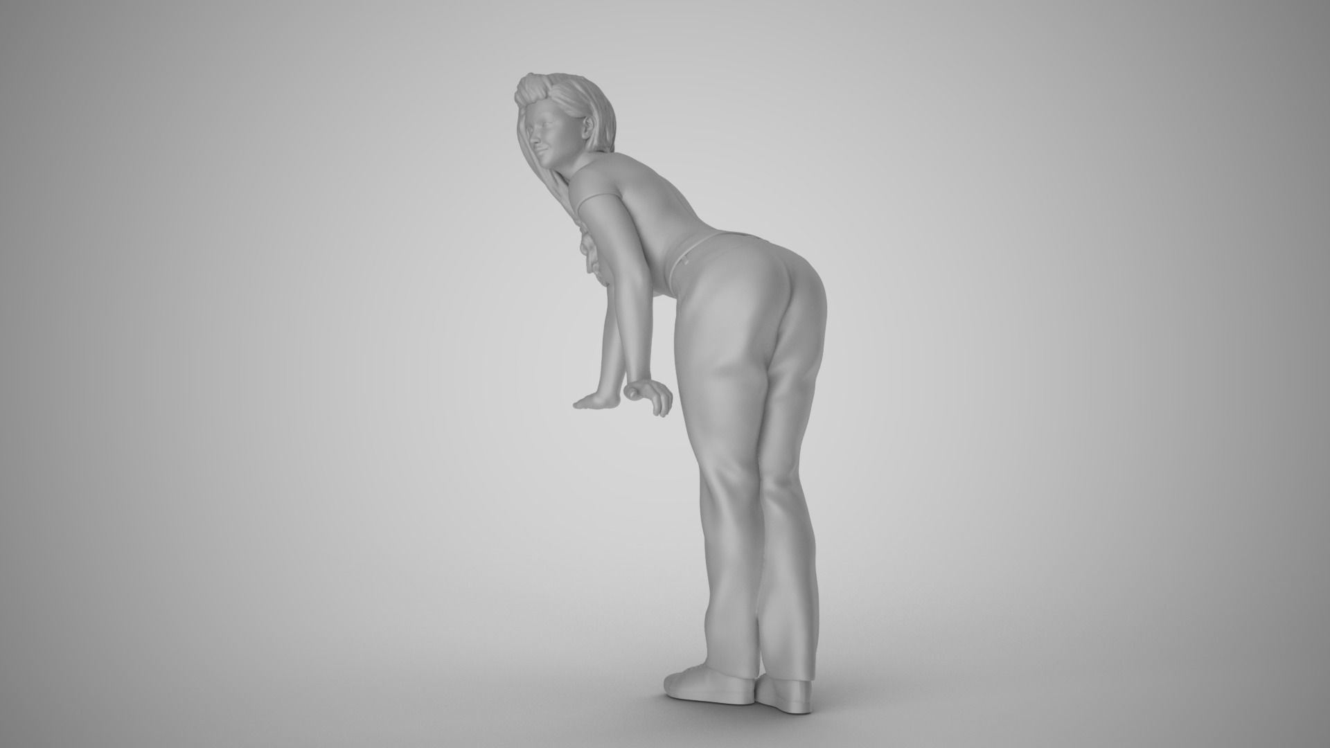 Woman Pushing Table 3D print model_1