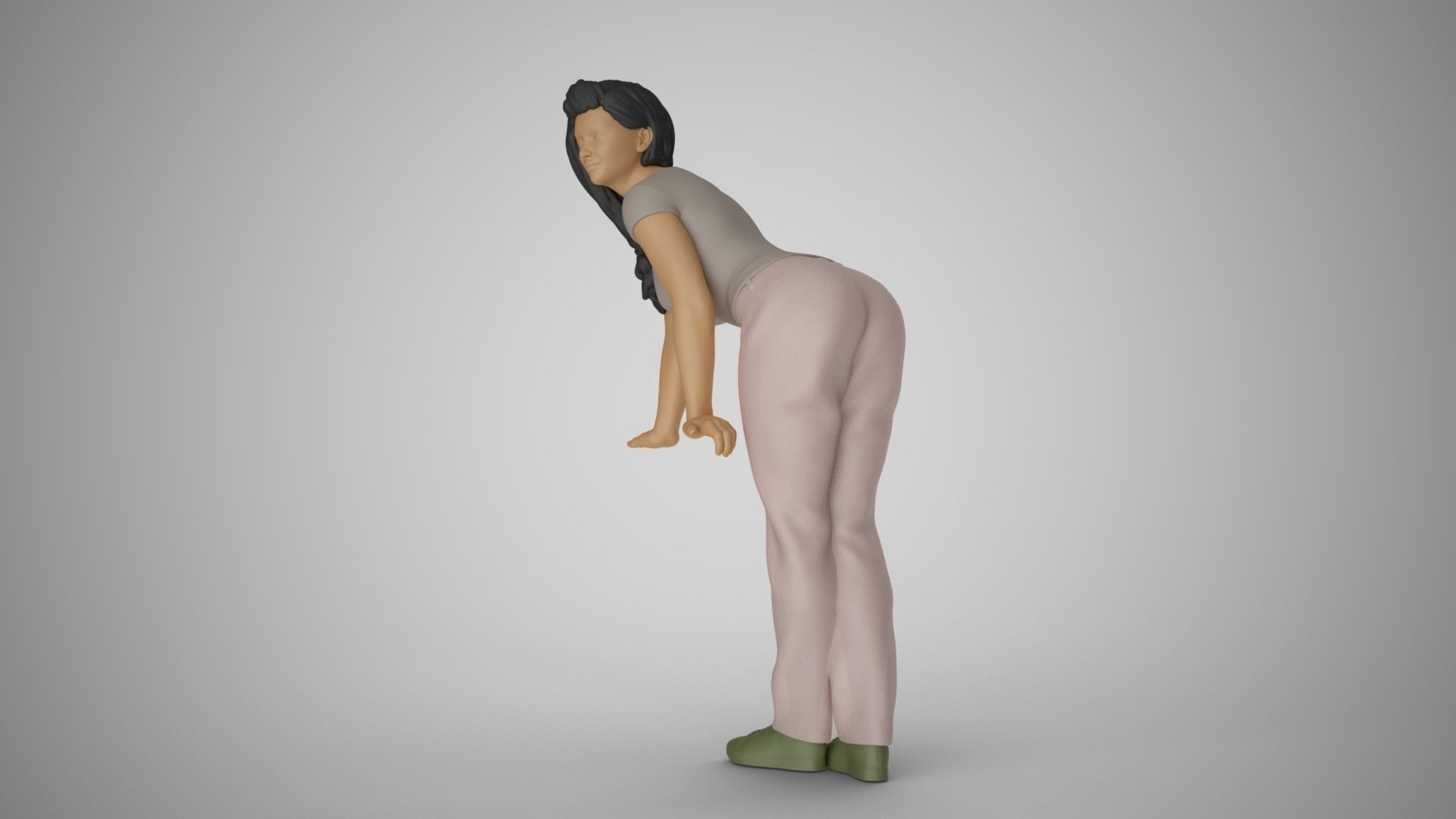 Woman Pushing Table 3D print model_10