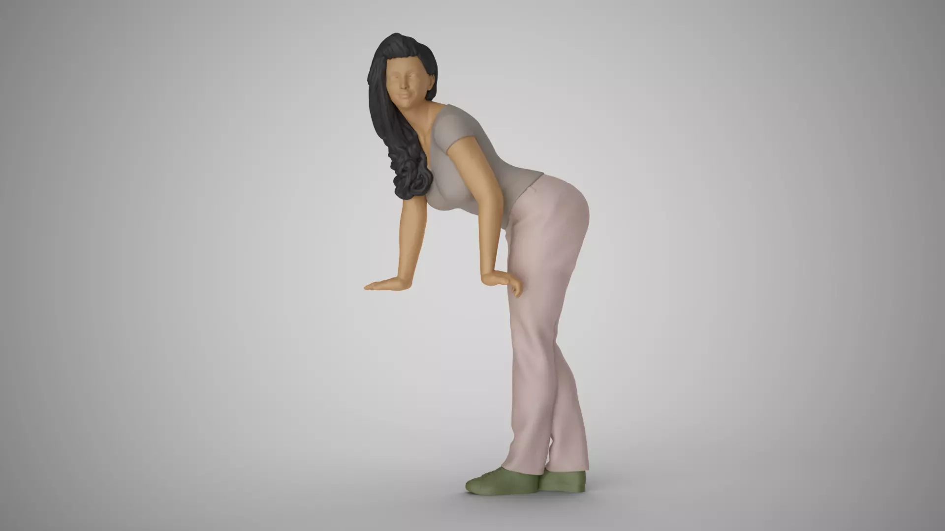 Woman Pushing Table 3D print model_0