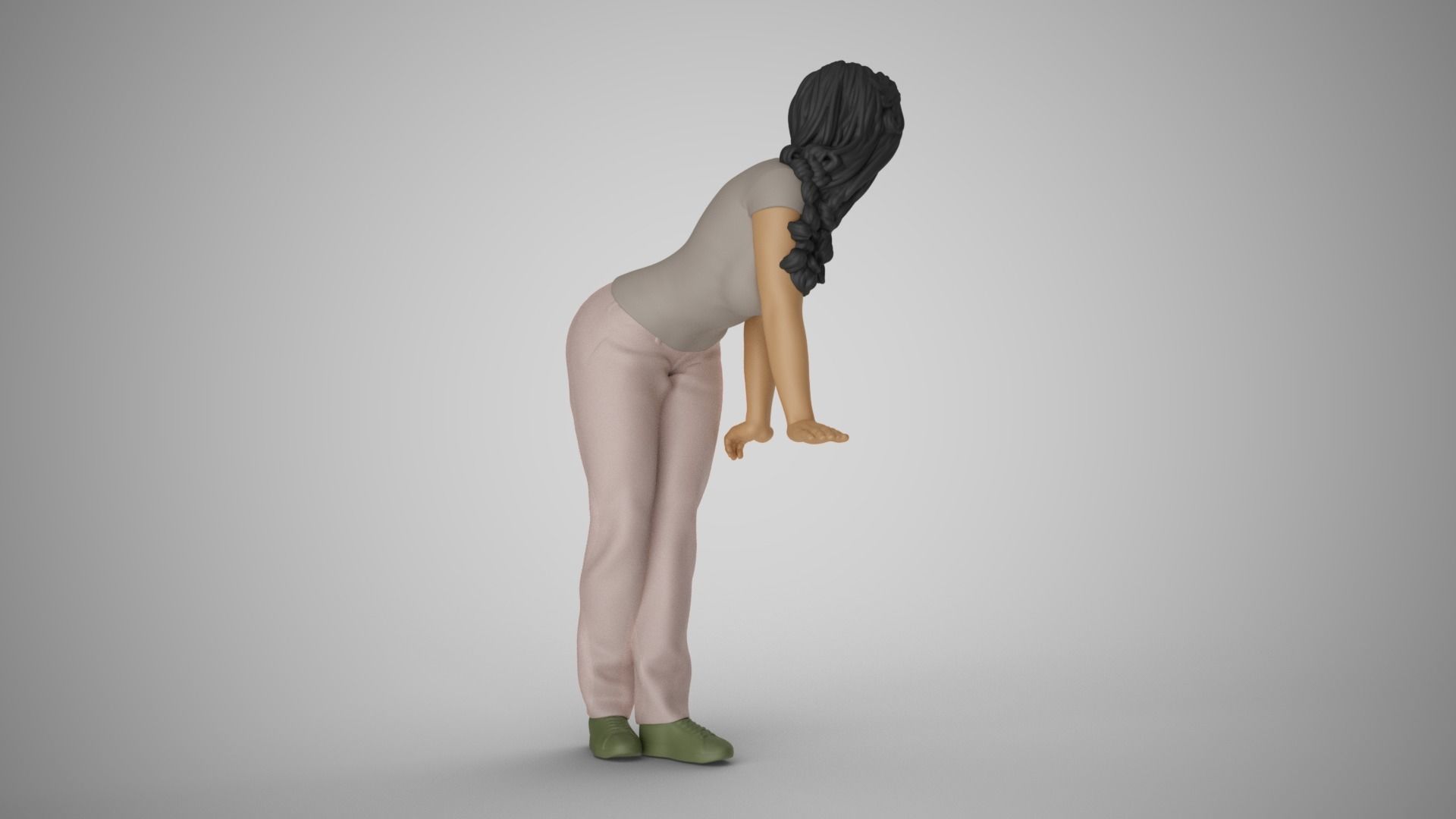 Woman Pushing Table 3D print model_6