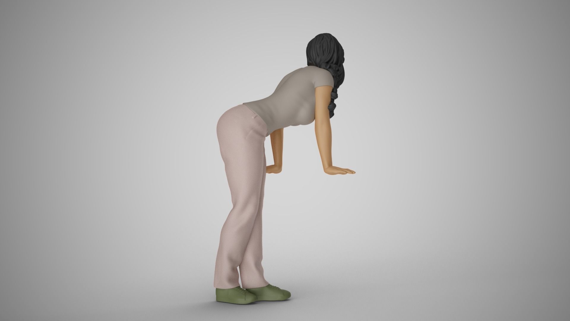 Woman Pushing Table 3D print model_7