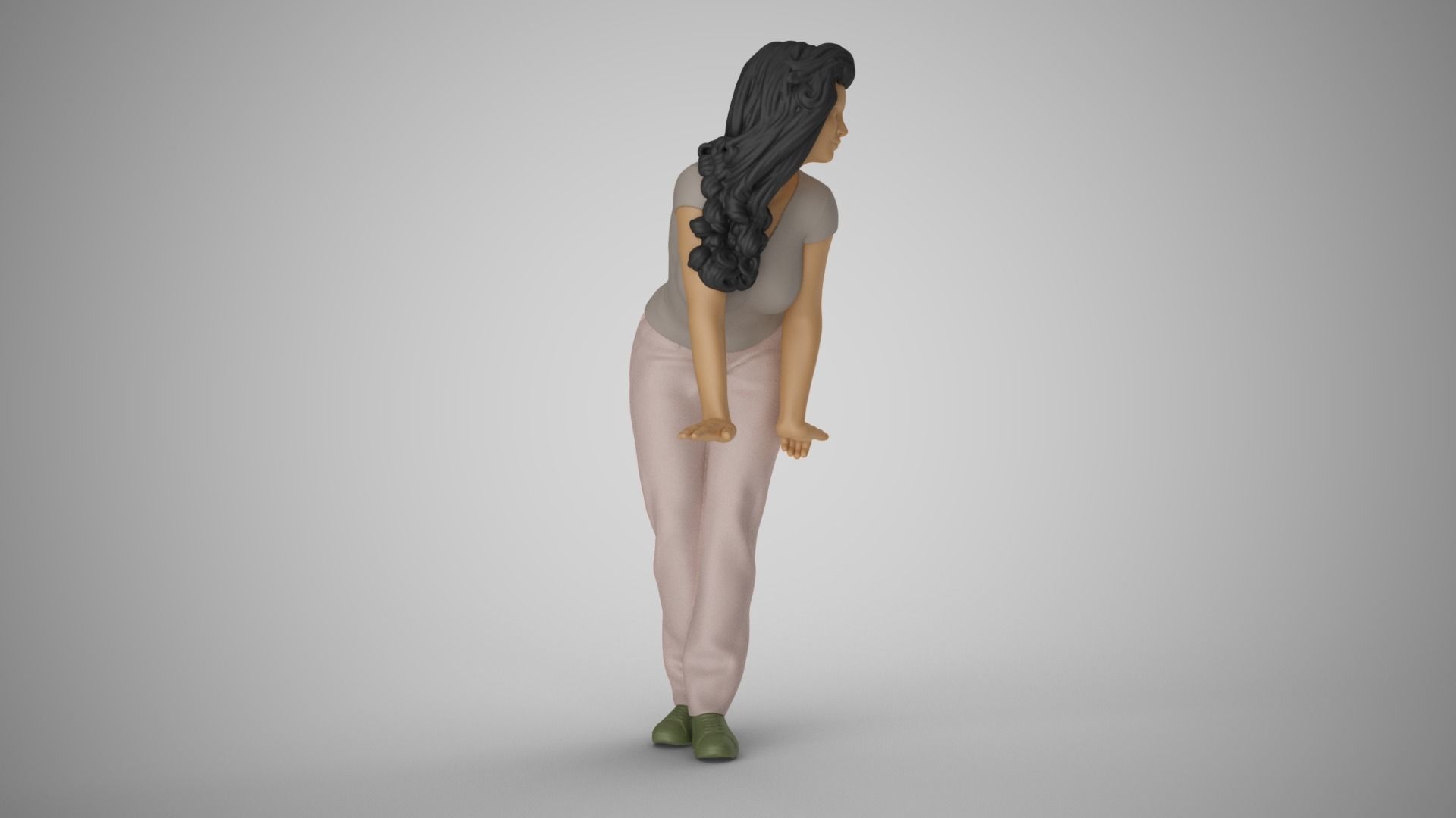Woman Pushing Table 3D print model_5