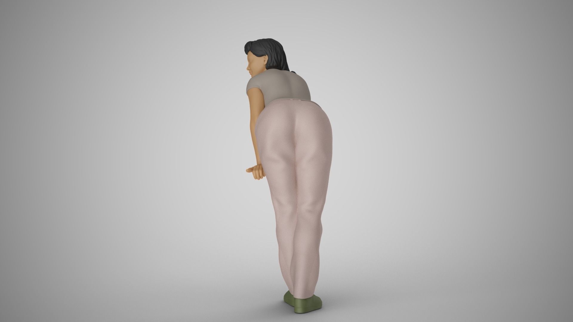 Woman Pushing Table 3D print model_9