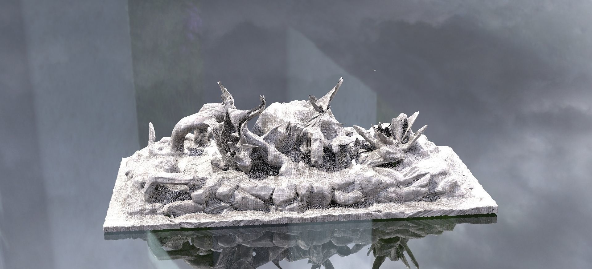 Ancient Dragons Ground Mayan Statues Model Stand 6 model 3D model_7