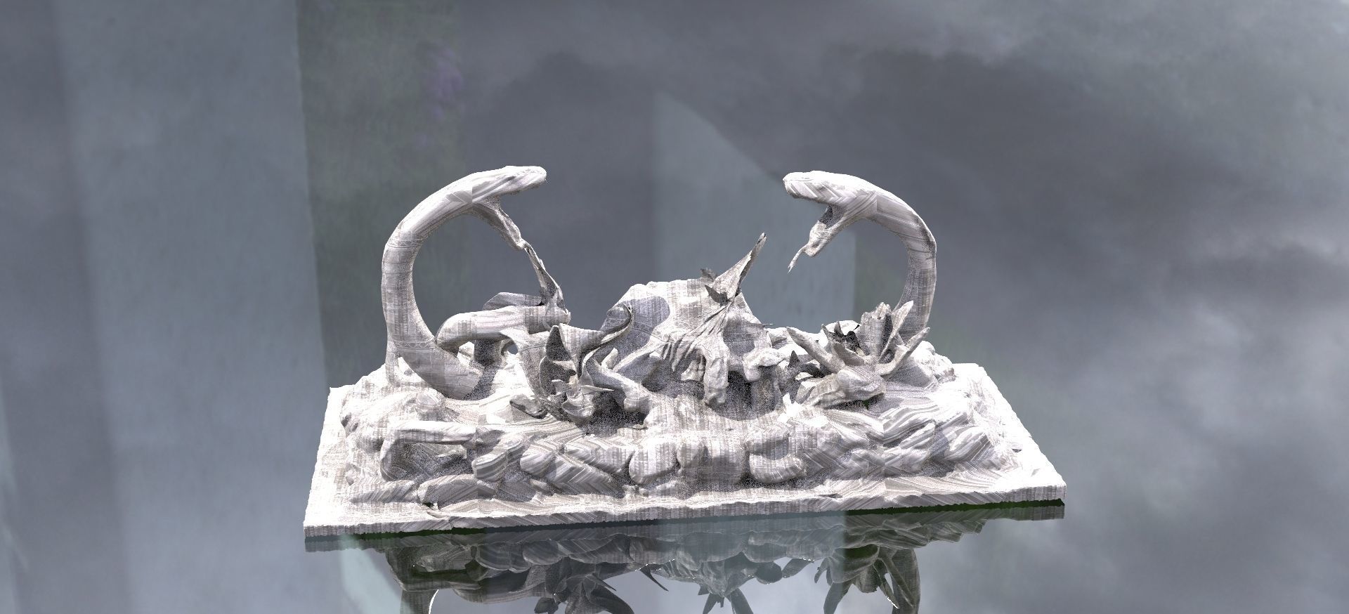 Ancient Dragons Ground Mayan Statues Model Stand 6 model 3D model_8