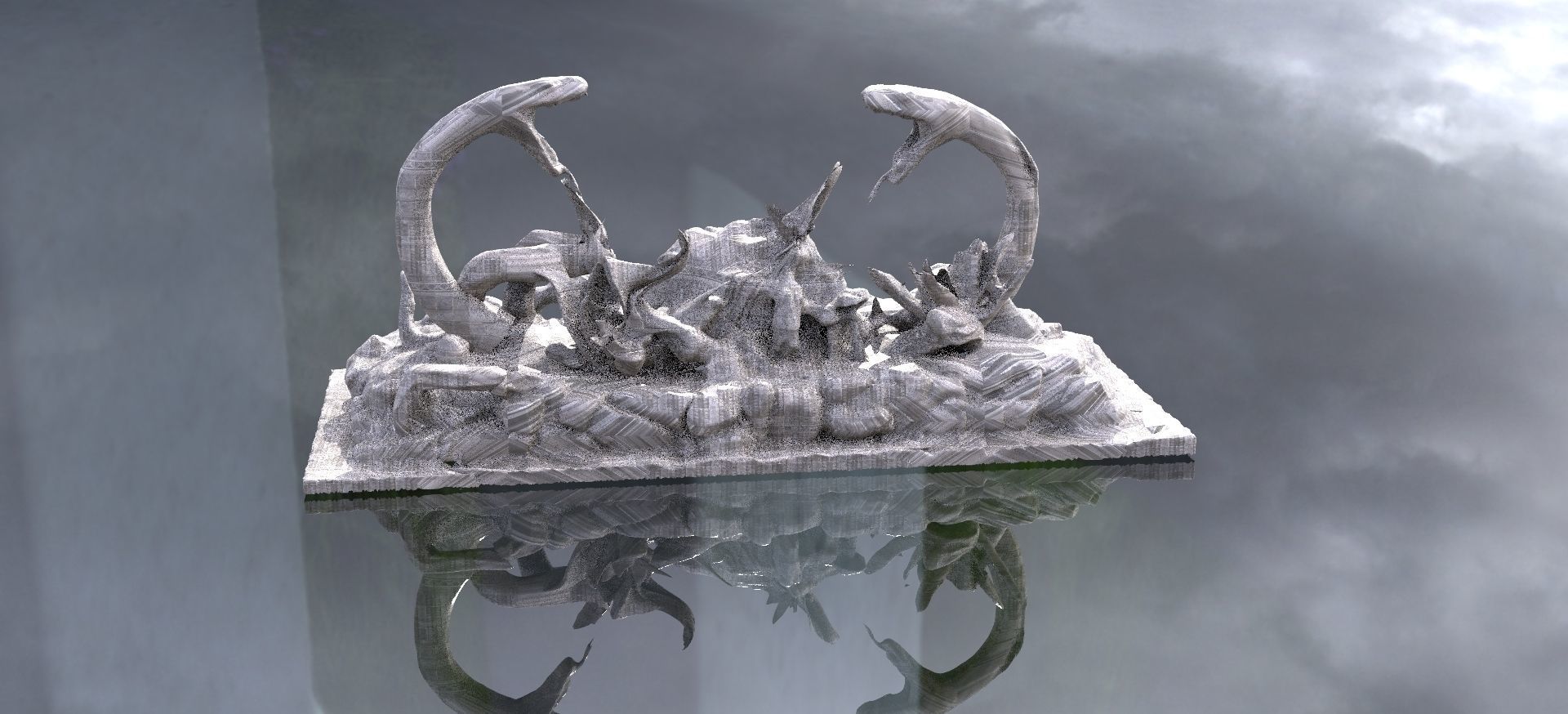 Ancient Dragons Ground Mayan Statues Model Stand 6 model 3D model_2